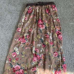 Forever 21 brown floral maxi skirt.